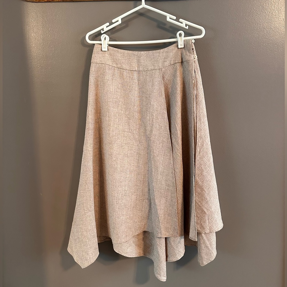 Vintage poly/linen ballet skirt - mid waist with asymmetrical layers - oatmeal - Picture 1 of 9